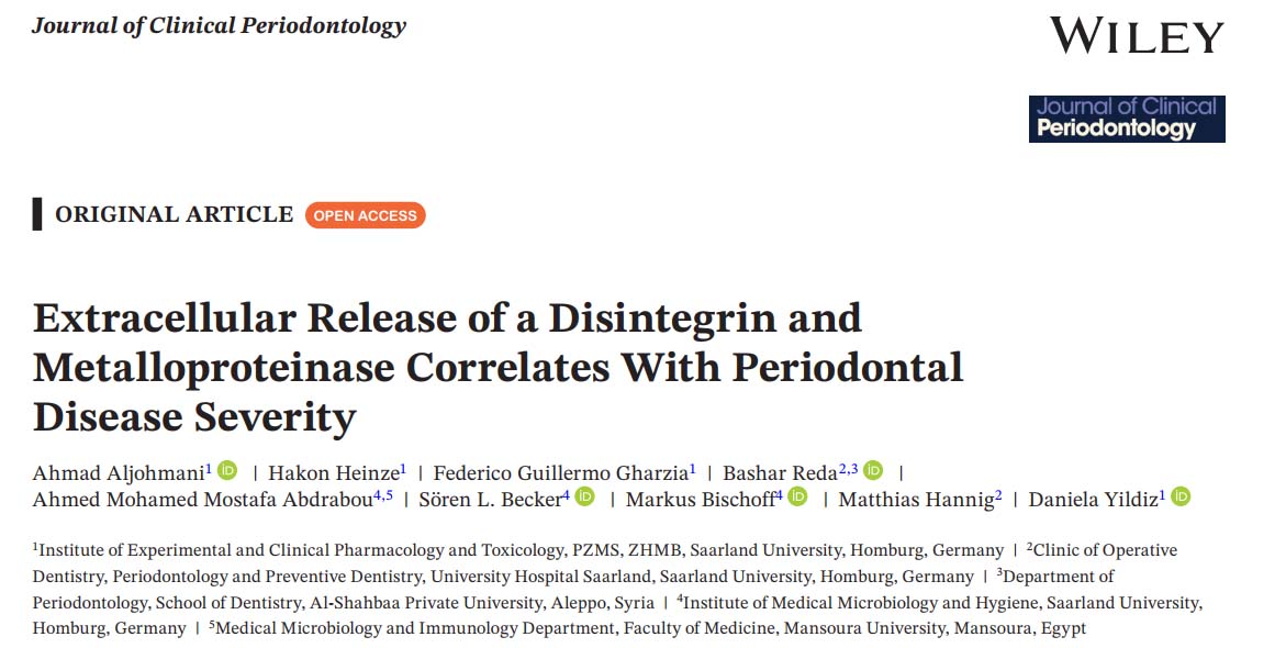 Extracellular Release of a Disintegrin and Metalloproteinase Correlates With Periodontal Disease Severity