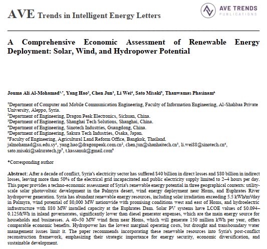 A Comprehensive Economic Assessment of Renewable Energy Deployment: Solar, Wind, and Hydropower Potential