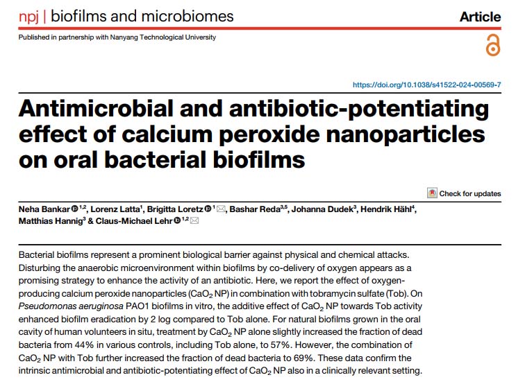 Antimicrobial and antibiotic-potentiating effect of calcium peroxide nanoparticles on oral bacterial biofilms